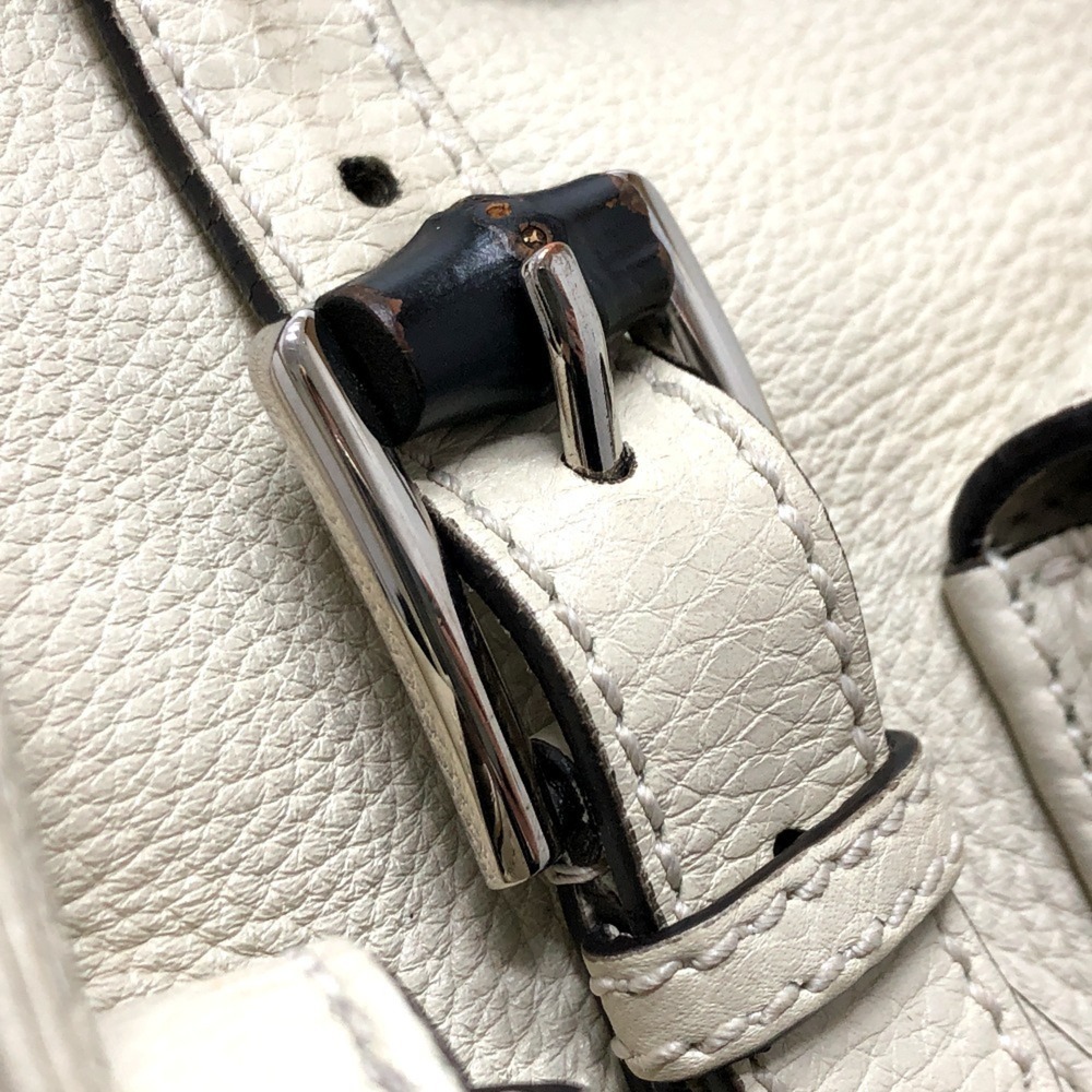 GUCCI Authentic White Leather Bamboo Backpack - Picture 9 of 16